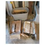 3 boxes of coil roofing nails & tote