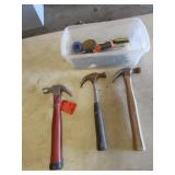 container,3 hammers,drill bits,items