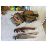 tool belt,ridgid pipe wrench & tube bender