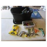black tote,200 ft tape,hose nozzles & items