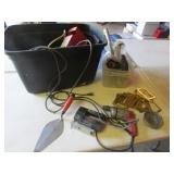 black tote,pc of lead,brass items & items