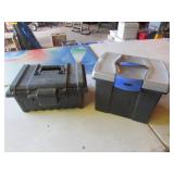 black toolbox & plastic file holder
