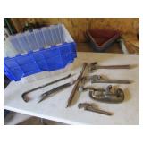 tote,pipe wrenches,pry bars & tools