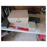 key box,organizer,wood box,new mower blade,items