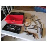 red toolbox w/welding tips & items