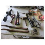 container,antique drills & tools