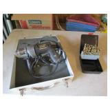 drill bits,drill w/white metal case