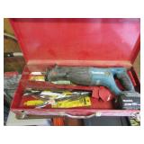cordless makita sawzall w/battery&blades,red case
