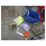 blue tote,chucks,bits,rain coat,square & items