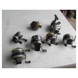 7 fishing reels incl:zebco & shakespeare