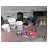 cow canisters,tape measure & misc items