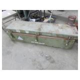 old metal military box w/2 power tools & lights