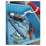 tote,atv winch,pry bar & items
