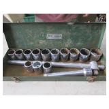 large s & k socket set w/green case (no ratchet)