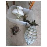 2 hanging lights & picture frames
