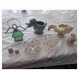 flower frogs,duck planters,glass angel,items