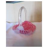 fenton glass cranberry basket