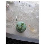 murrina roll rim bowl,green vase,fostoriaglassware
