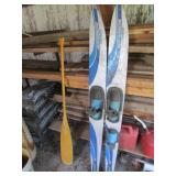 wood oar & water skis