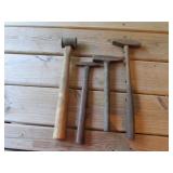 brass mallet & 3 hammers