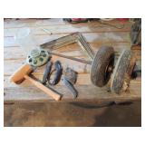 mallet,box cutters,bird water,shelf brackets,wheel