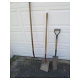 pitchfork & 2 shovels