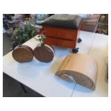 wood box & vases,stool w/drawers