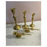 5 brass candleholders