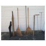 rakes,old handle & items
