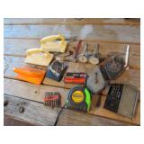 tape measure,chalk lines,bits & tools