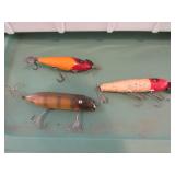 3 wooden fishing lures