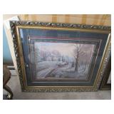 46" x 39" carl valente winter scene picture