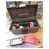 toolbox w/gauges & empty starrett box