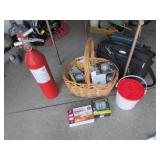 lightbulbs,fire ext,bag & items