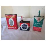 singer & american oil cans & tobacco tin