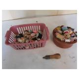 spools,wood bowl & sewing item