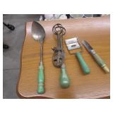 vintage green handle utencils