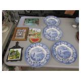 4 lochs of scotland plates,trivet & decorations