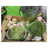 green glass plates & pinto badge