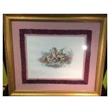 LARGE, FRAMED & MATTED THREE CHERUBS PICTURE