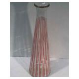 PINK & WHITE STRIPED GLASS BOTTLE / DECANTER