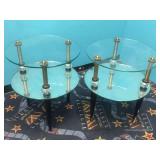 HOLLYWOOD REGENCY GLASS & MIRROR SIDE TABLES HOLLYWOOD REGENCY GLASS & MIRROR SIDE TABLES