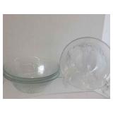 SET OF 4 VINTAGE GLASS CEREAL BOWLS -FRUIT PATTERN SET OF 4 VINTAGE GLASS CEREAL BOWLS -FRUIT PATTERN