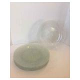 SET OF 7 VINTAGE GLASS 10" PLATES W/ FLOWERS SET OF 7 VINTAGE GLASS 10" PLATES W/ FLOWERS