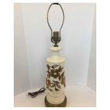 STUNNING MID CENTURY LAMP W/ HAND PAINTED FLOWERS STUNNING MID CENTURY LAMP W/ HAND PAINTED FLOWERS
