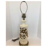 STUNNING MID CENTURY LAMP W/ HAND PAINTED FLOWERS