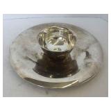 SILVERPLATE CHIP & DIP PLATTER WITH ATTACHED BOWL SILVERPLATE CHIP & DIP PLATTER WITH ATTACHED BOWL