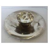 SILVERPLATE CHIP & DIP PLATTER WITH ATTACHED BOWL