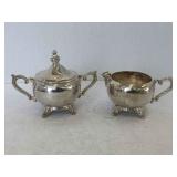 WM. ROGERS CREAM & SUGAR W/ LID - EAGLE & STAR WM. ROGERS CREAM & SUGAR W/ LID - EAGLE & STAR