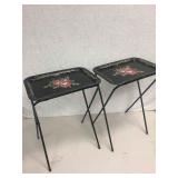 PAIR OF MID CENTURY FOLDING TV TRAYS - FLORAL PAIR OF MID CENTURY FOLDING TV TRAYS - FLORAL